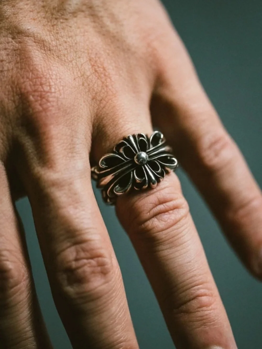 Chrome Heats Double Floral Ring